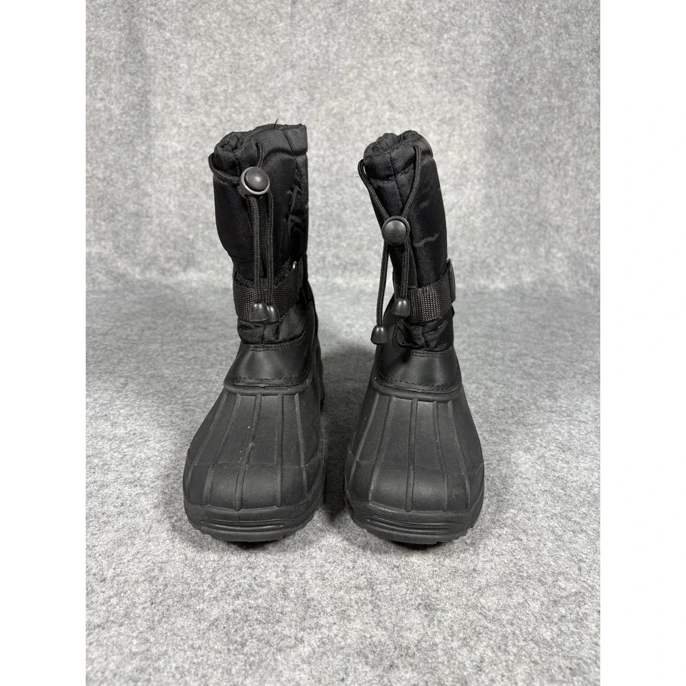 Unbranded #1317 Winter Snow Boots Big Kid 6 Black Insulated Drawstring Duck Boot
